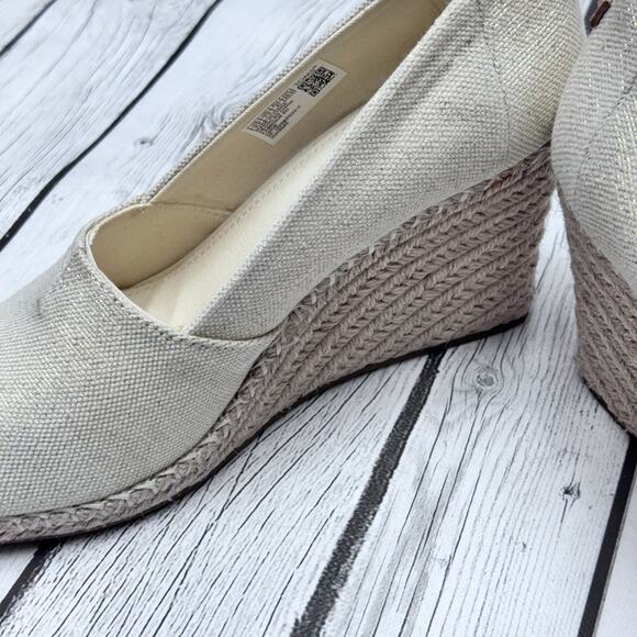 TOMS Women's Michelle Wedge Sandal, Natural Sparkle Size 9.5 - Picture 7 of 9